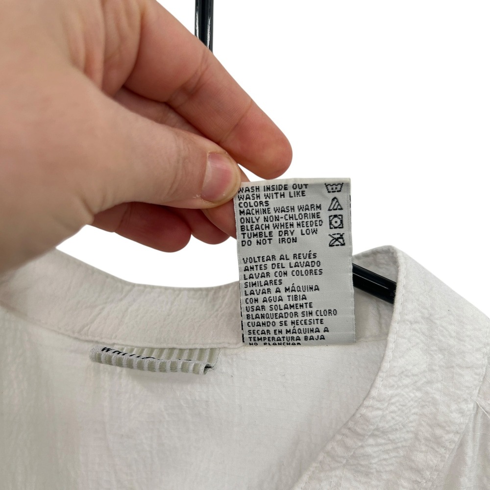 White Button Front Shirt Dress XL Sleeveless Cotton Summer Minimalist Resort - Picture 4 of 8